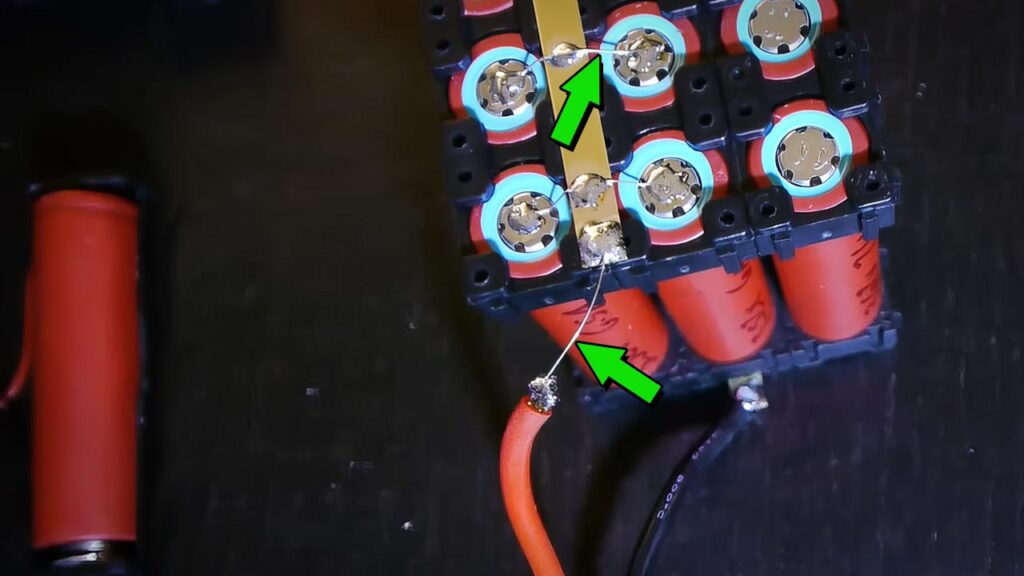 Illustration of 18650 Battery Module Build Tesla Style Fuse