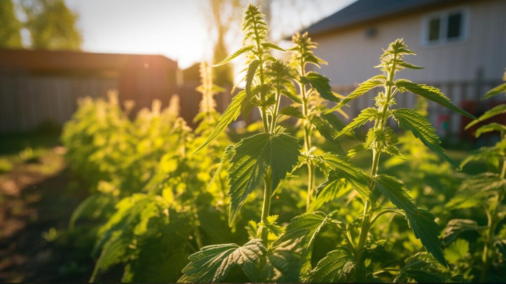 Stinging Nettle growing suburban area